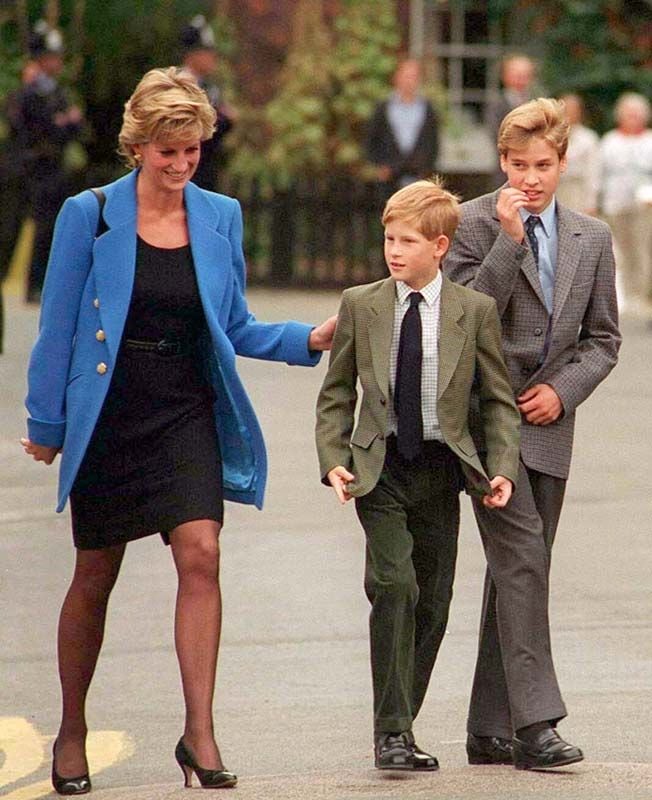 Guillermo y Harry con Diana de Gales