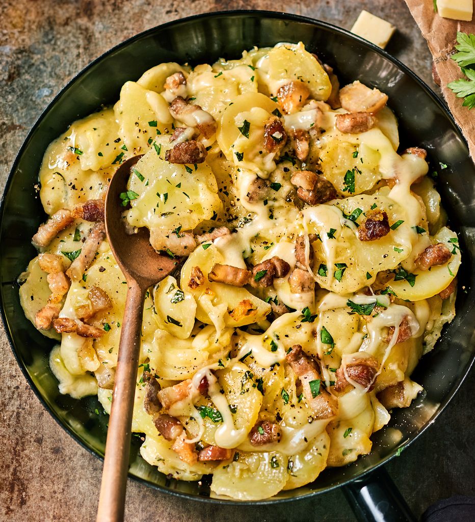 Truffade, plato francés con patatas como ingrediente principal.