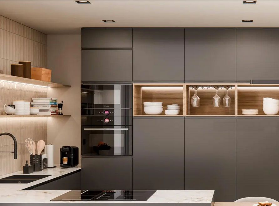Cocina con tiras de luces led