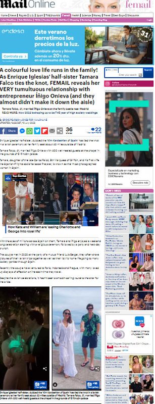 La boda de Tamara Falcó en DailyMail