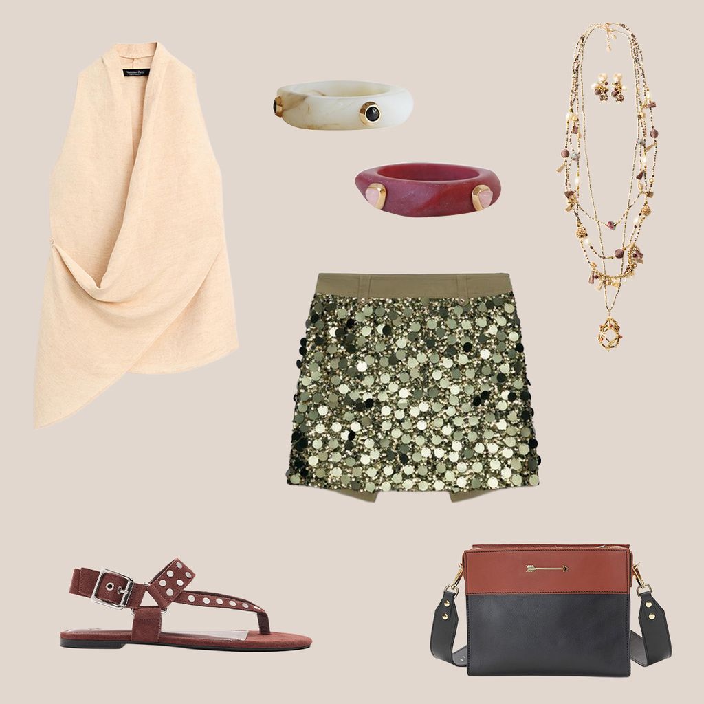 1 minifalda de lentejuelas de Zara, 3 looks de noche para el verano