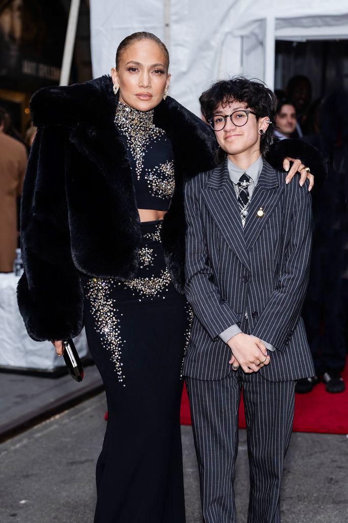 Jennifer Lopez and Emme Muñiz attend the "Othello" opening night at the Barrymore Theater in Midtown on March 23, 2025 in New York City