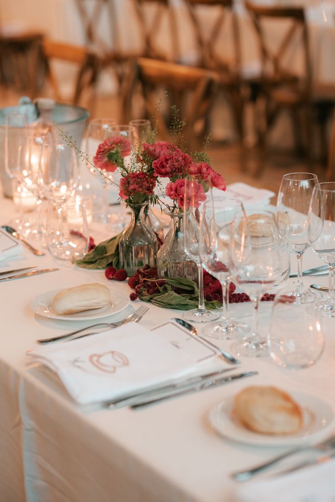 Centros de mesa de boda con claveles