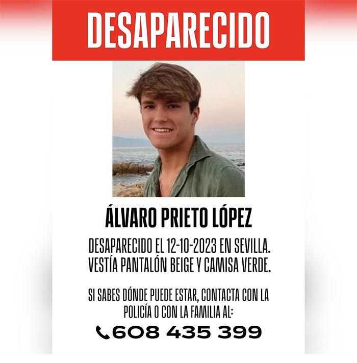 Álvaro Prieto, futbolista de 18 años desaparecido en Sevilla