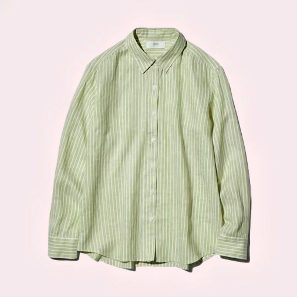 Camisa verde 100% de lino de Uniqlo