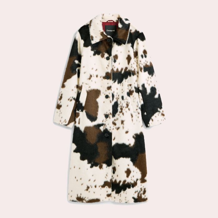 Abrigo recto animal print pelo