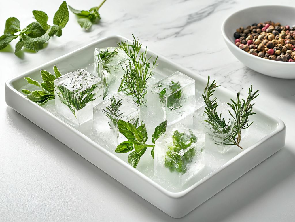 Congelar las hierbas en cubitos es una forma de ideal de aromatizar y refrescar bebidas.
