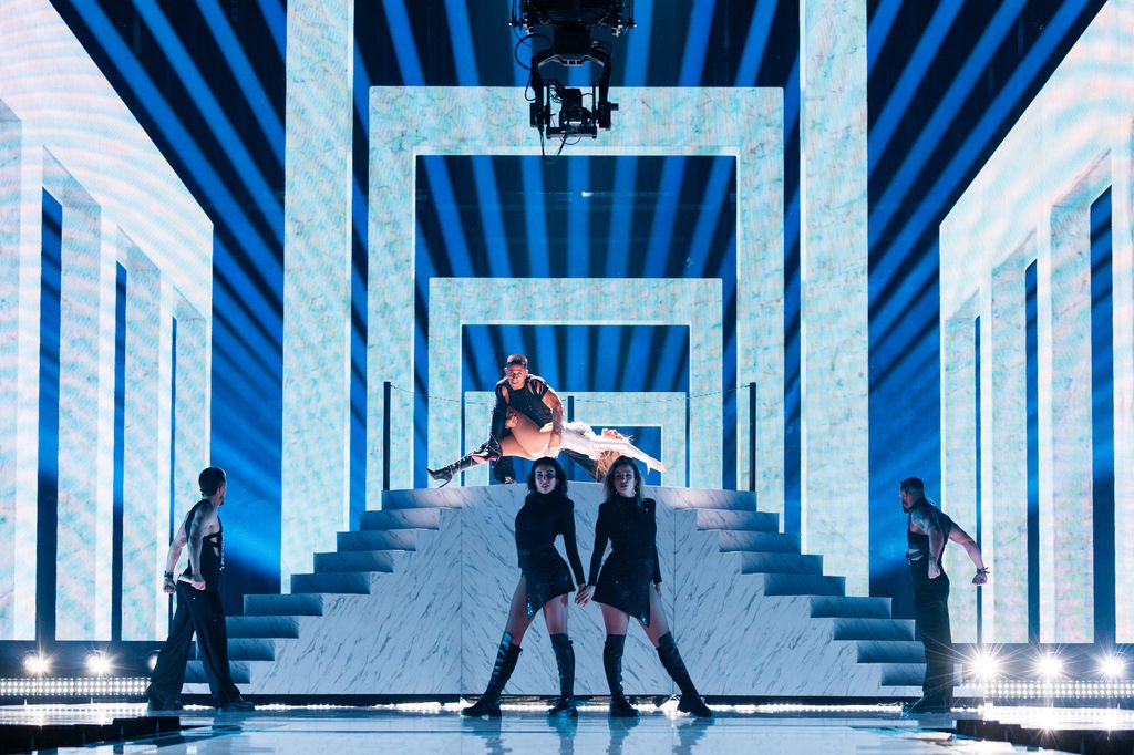 Primer ensayo de Melody en Eurovisión 2025 sobre el escenario del St. Jakobshalle de Basilea