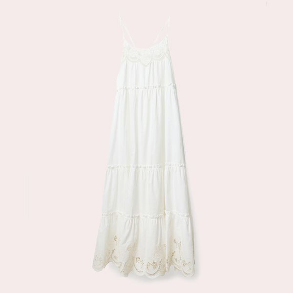 Vestido bajo bordado Blanco Sfera