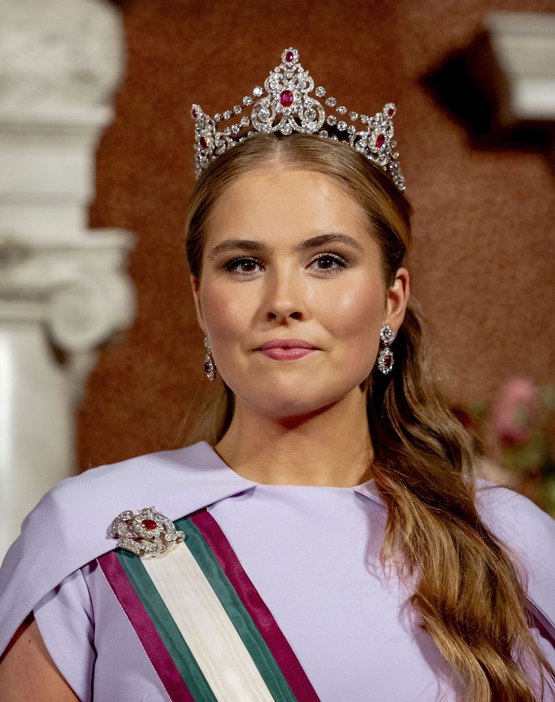 Mandatory Credit: Photo by Hollandse Hoogte/Shutterstock (15254550ae) AMSTERDAM - Princess Amalia prior to the state banquet at the Royal Palace. The Omani sultan is making a two-day state visit to the Netherlands. Omani Sultan on State Visit to the Netherlands, Day 1, Amsterdam - 15 Apr 2025 *** Local Caption *** .
