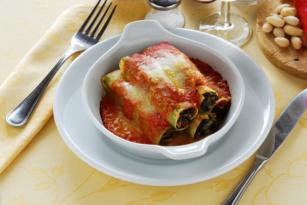 Canelones rellenos de espinacas