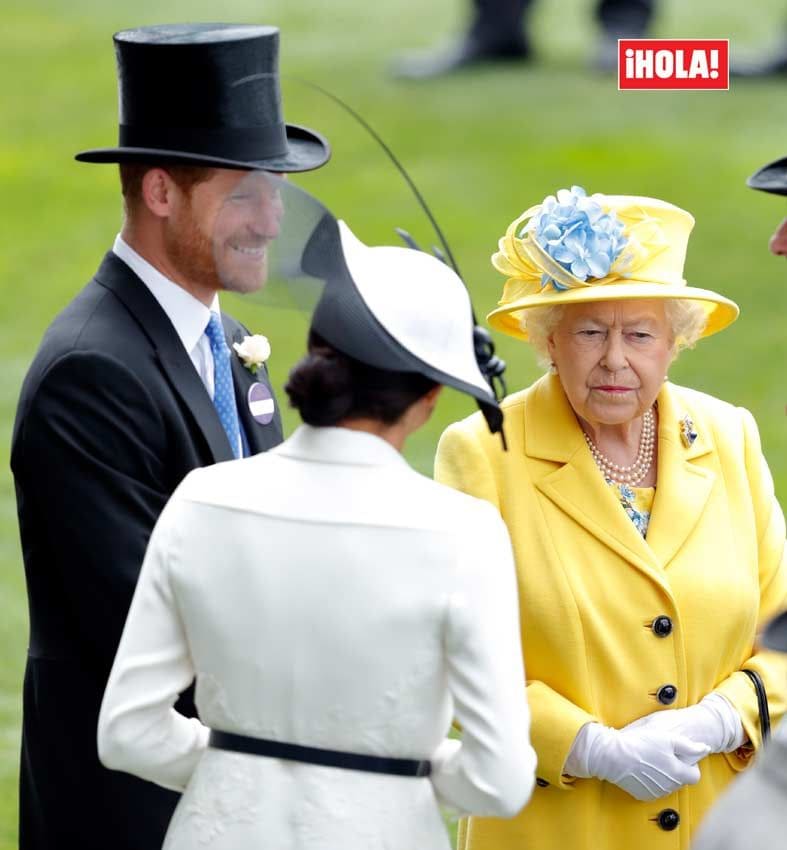 Meghan Markle, el príncipe Harry e Isabel II