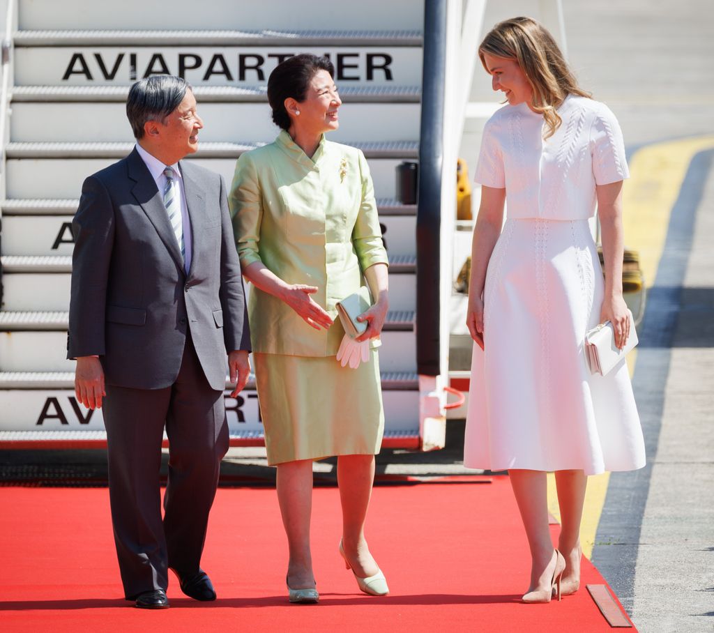 La princesa Elisabeth de Bélgica recibiendo al emperador y la emperatriz de Japón, 2026.
