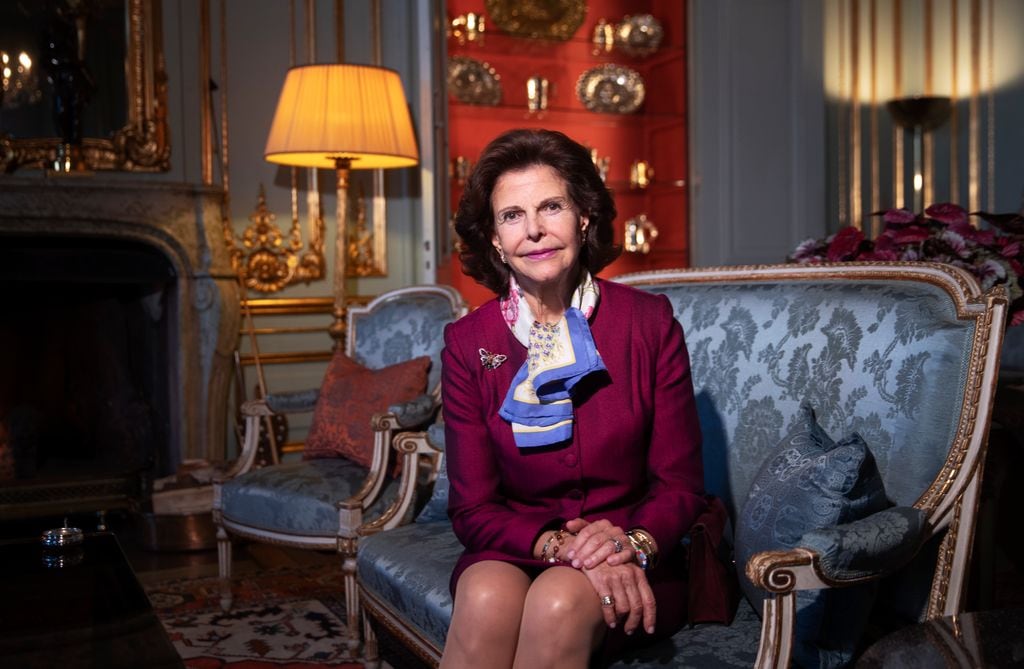 STOCKHOLM, SWEDEN - NOVEMBER 04: (EXCLUSIVE COVERAGE) Queen Silvia Of Sweden poses for a portrait session for GÃ¶teborgs-Posten newspaper  at the Royal Castle on November 4, 2019 in Stockholm, Sweden. (Photo by Nils Petter Nilsson/Getty Images)