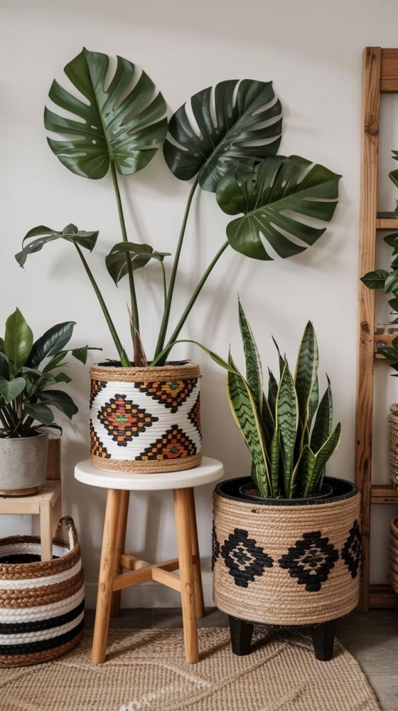 Plantas en maceteros de fibra