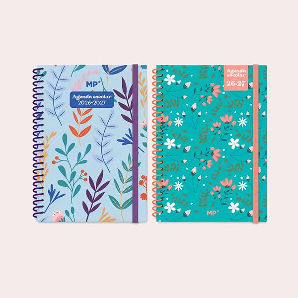 Set 2 Uds Agenda Escolar 2026-2027 Diseño Floral con Espiral
