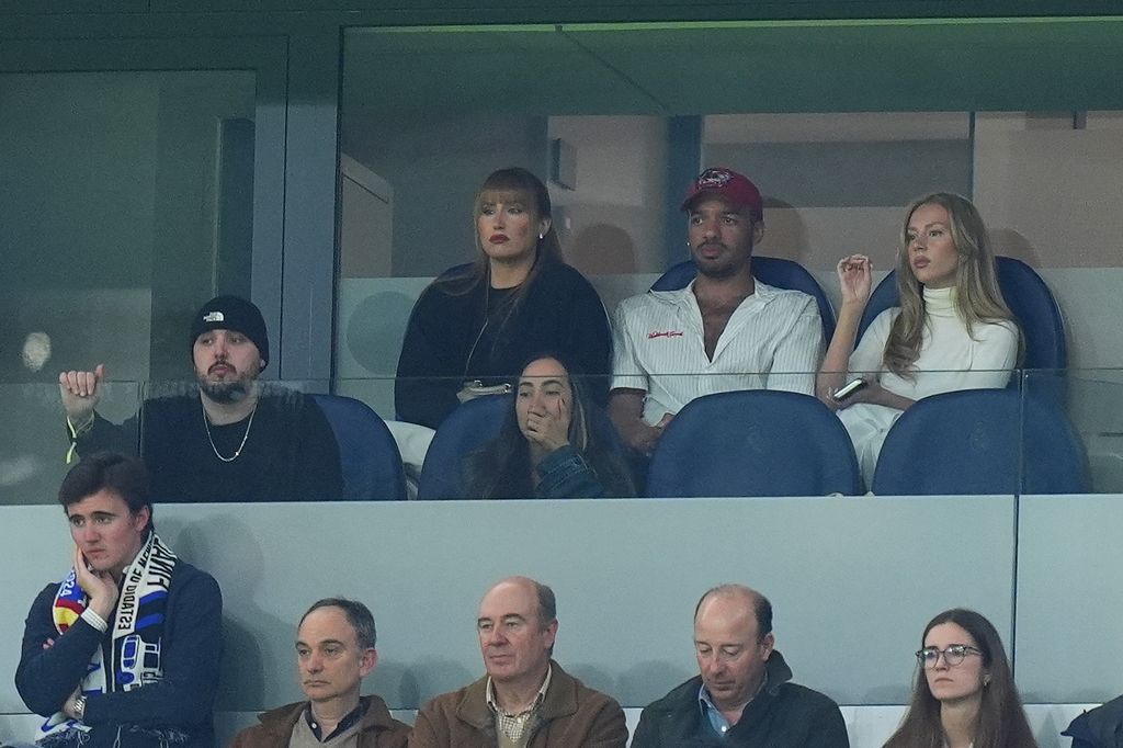 La actriz en las gradas del Estadio Santiago Bernabeu en el mes de marzo