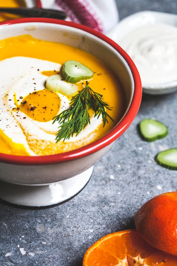 Crema de calabaza con huevo