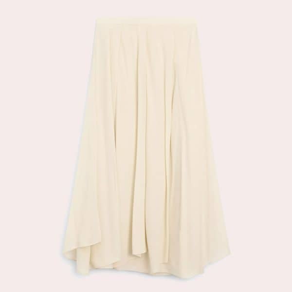 Falda midi fluida detalle volantes