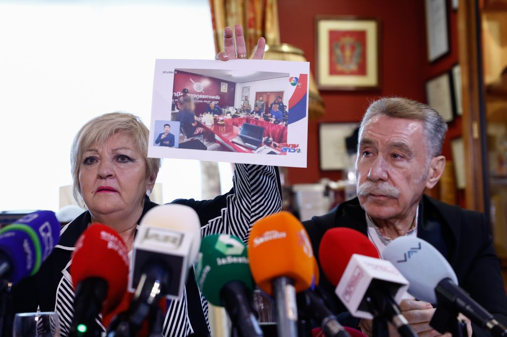 Los abogados Marcos Garcia Montes y Carmen Balgafón durante la rueda de prensa sobre el caso de Daniel Sancho en Madrid, el viernes 12 de enero de 2023.