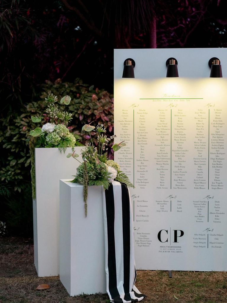 Decoración de bodas en color negro seating plan