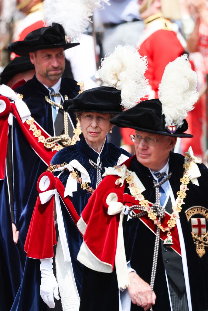 La princesa Ana, el príncipe Guillermo y el duque de Gloucester en el Día de la Jarretera 2025