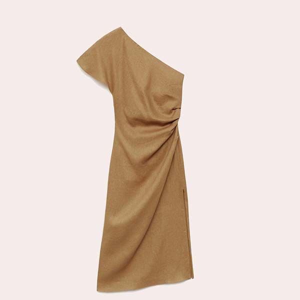 Vestido Asimétrico de Lino de Mango 