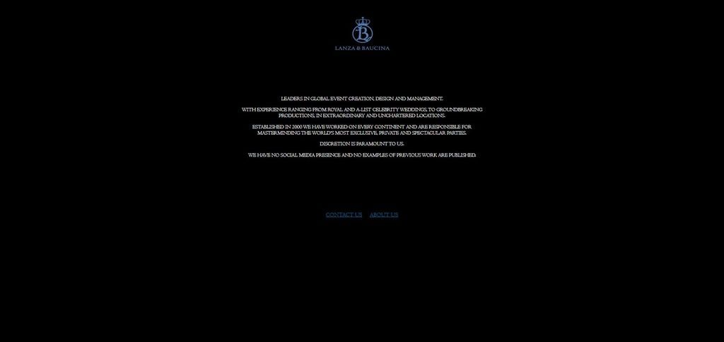 Sin imágenes, sin enlaces, sin redes sociales: así se presenta Lanza & Baucina en su escueta y elegante web, donde la discreción es tan protagonista como el lujo