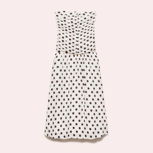 Vestido topos cuerpo drapeado