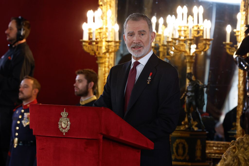 El rey Felipe VI, durante su discurso en el acto de conmemoración del 50 aniversario de restauración de la monarquía