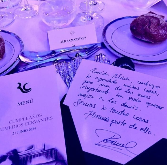 Una de las cartas personalizadas que Remedios Cervantes escribió a los invitados