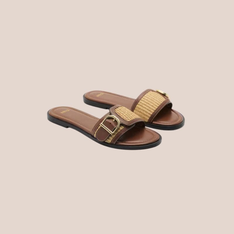 sandalias planas de rafia