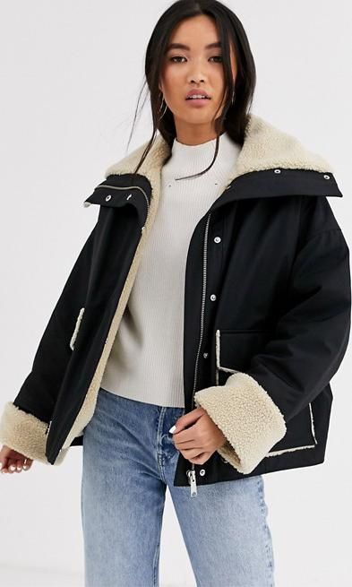 faux shearling coat de other stories