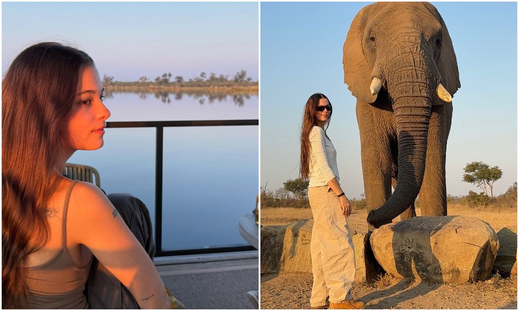 Manuela Sanz durante su safari en familiar por África.