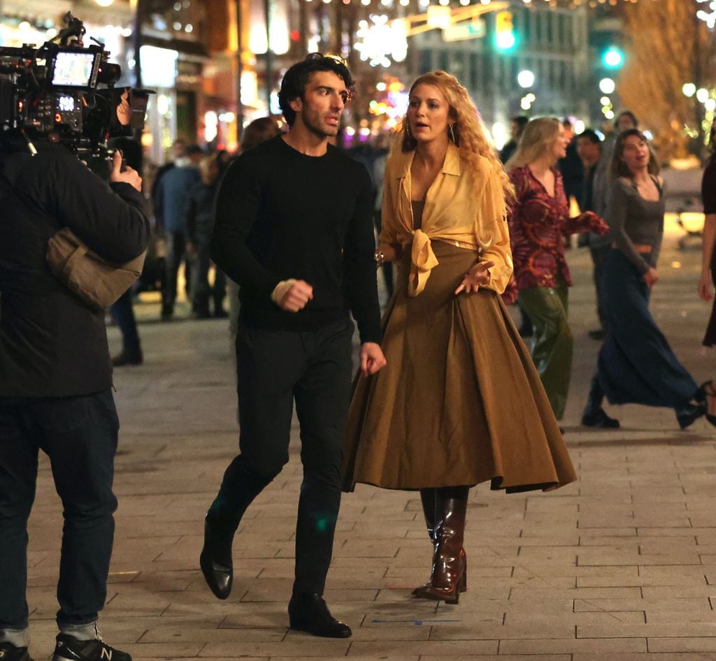 Justin Baldoni y Blake Lively rodando 'Romper el círculo'