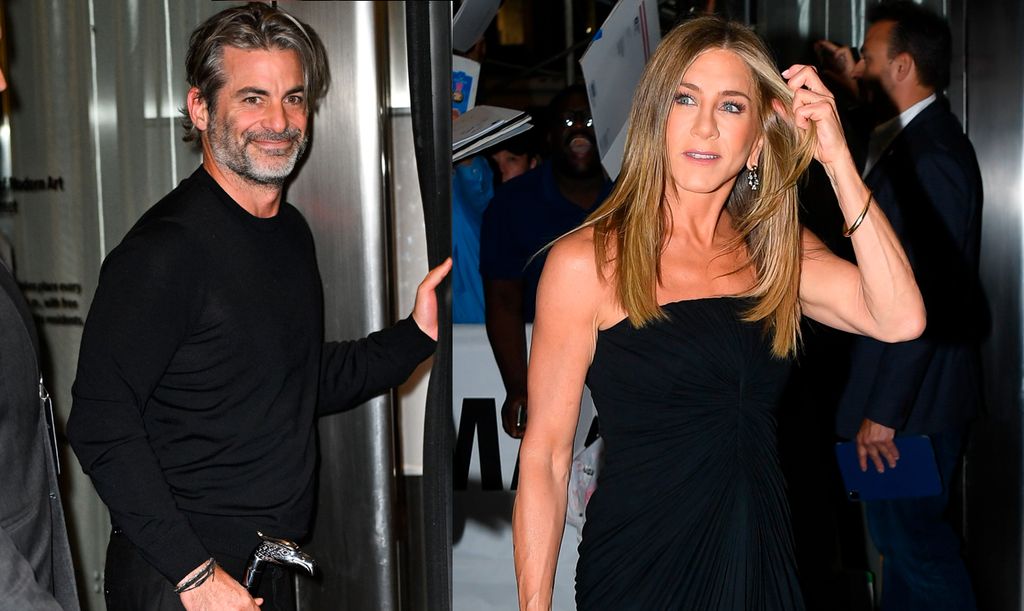 Jennifer Aniston y Jim  Curtis en el estreno de 'The Morning Show' en Nueva York