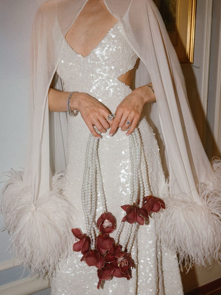 Ramos de novia de flores artificiales perlas y orquídeas