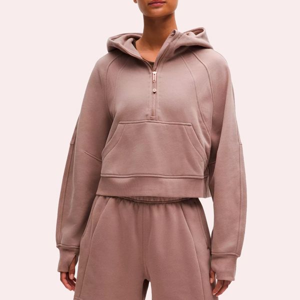 Sudadera Scuba amplia con capucha y media cremallera