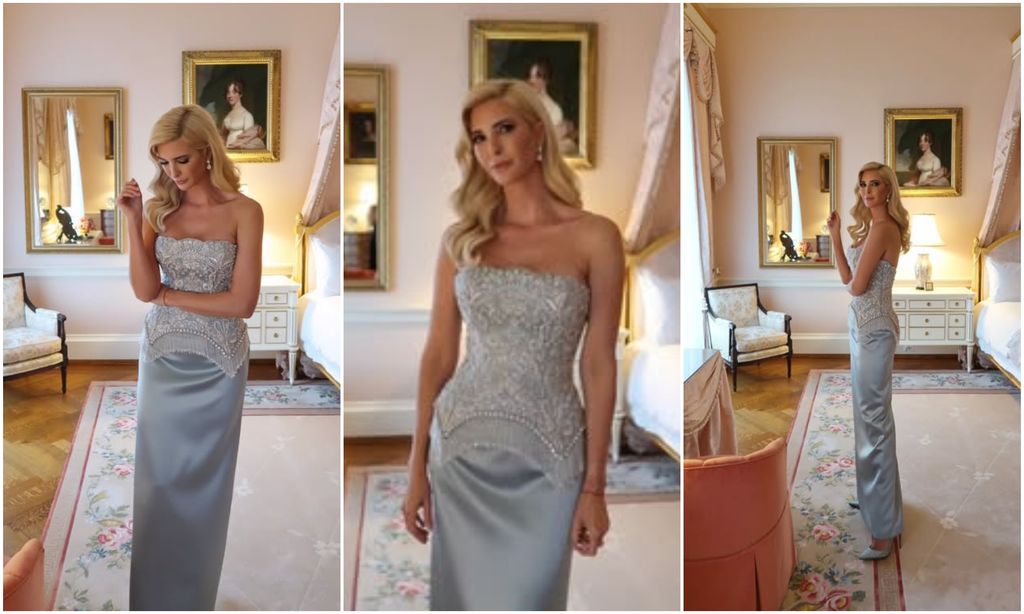 Ivanka lució guapísima con el diseño strapless con encaje, bordado y cristales. 