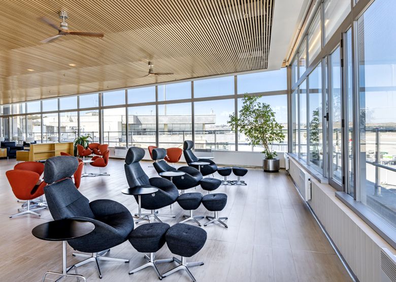 Una de las zonas de la Sala VIP Cibeles, en la Terminal 1 de Barajas.