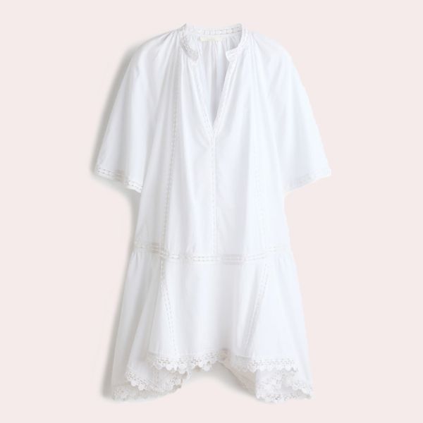 Vestido de algodón con inserciones de encaje