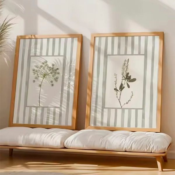 2 Pósters Decorativos de Pared con Diseño Floral Retro en Verde Salvia Aliexpress