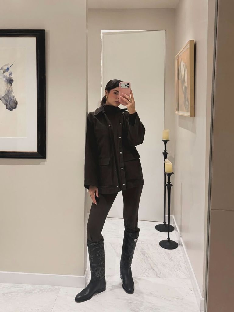 Nadia Ferreira con su look invernal para viajar a Nueva York