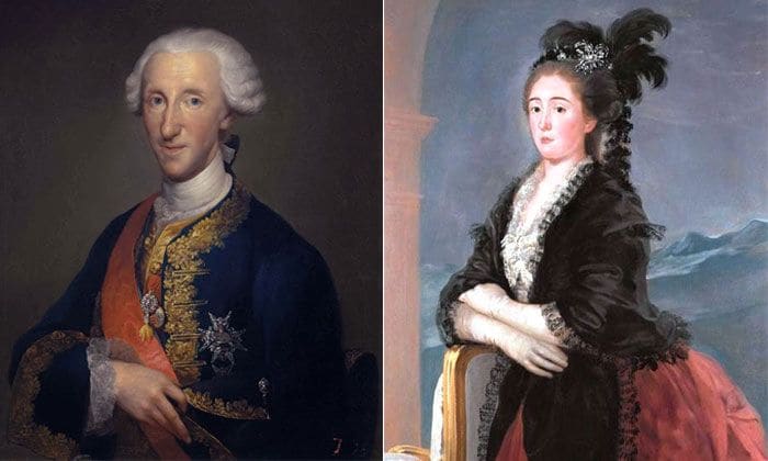 Tras su renuncia eclesiástica, el Infante contrae matrimonio en 1776 con la aristócrata María Teresa de Vallabriga y Rozas (1758-1820). Izquierda:Óleo de Anton Raphael Mengs/Derecha: Retrato firmado por Francisco de Goya
