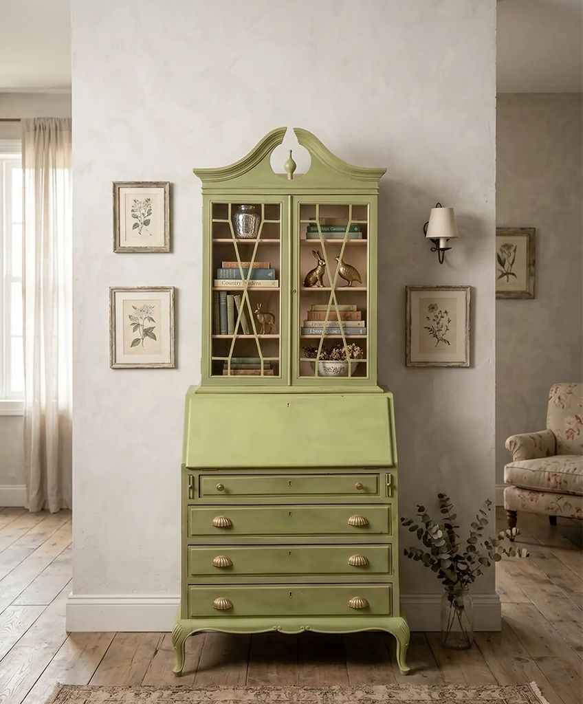 Vitrina secreter pintada en color verde