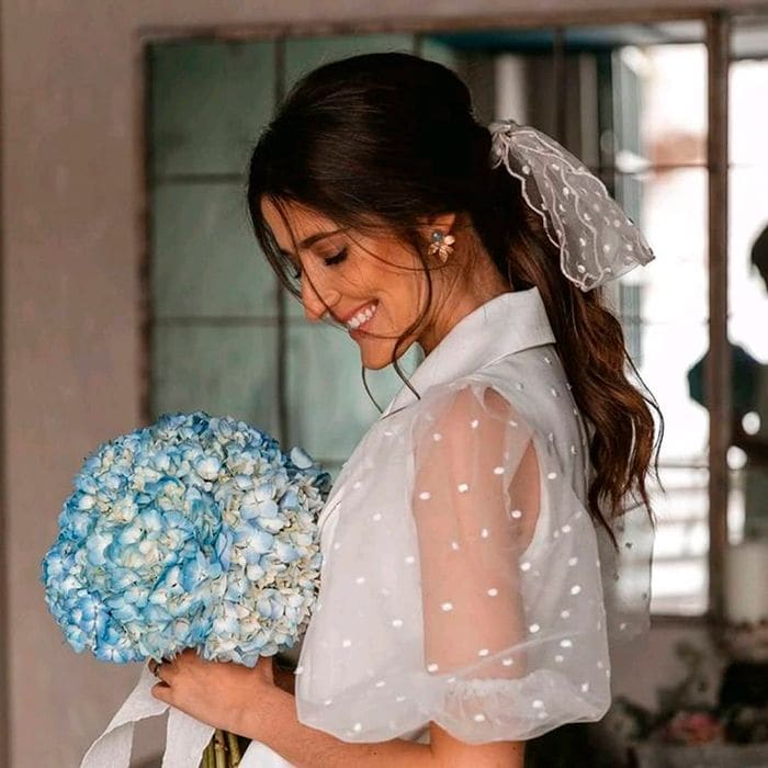 Ramo de novia de hortensias azules