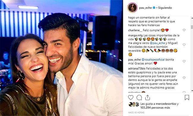 Felicitación Rosa López a Paula Echevarría en Instagram