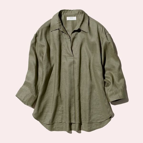 Camisa 100% lino prémium cuello abierto
