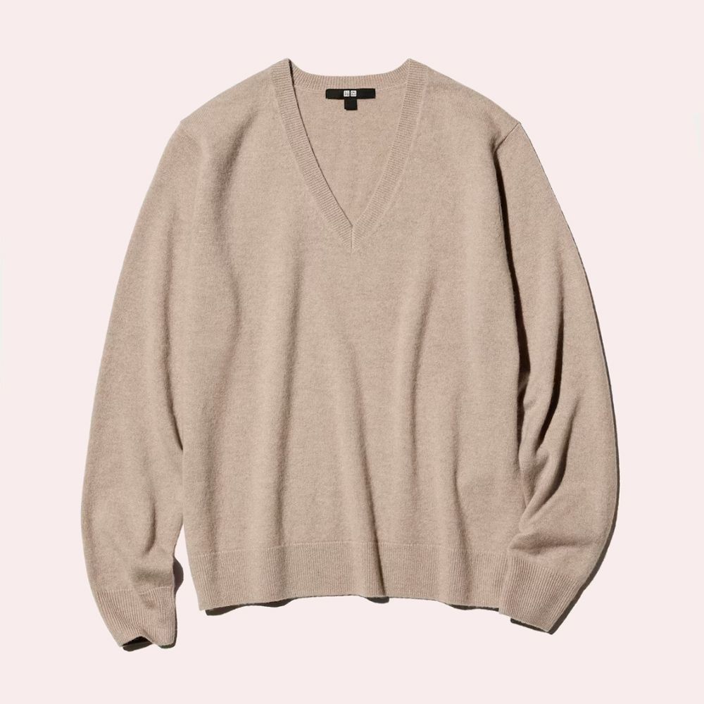 Jersey 100% cashmere cuello pico