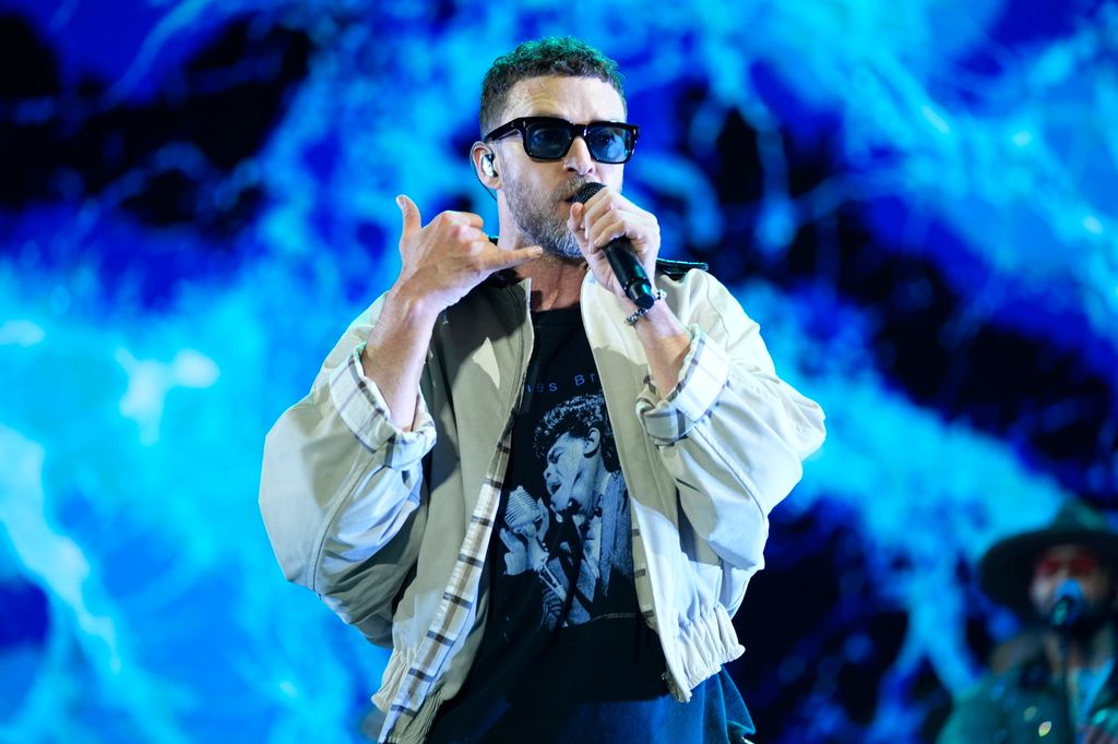 SEVILLE, ANDALUSIA, SPAIN - MAY 30: The artist, Justin Timberlake during the concert at the Iconica Santalucia Fest. On May 30, 2025 in Seville, Andalusia, Spain. The Plaza de EspaÃ±a in Seville hosts the inaugural concert of the Iconica SantaLucia Fest with the performance of international artist Justin Timberlake, which kicks off a new edition of this festival of reference in the Andalusian music calendar. (Photo By Joaquin Corchero/Europa Press via Getty Images)